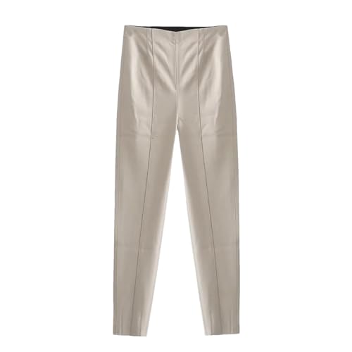 Faux Leather Trousers for Women Casual Straight Pants Fashion High