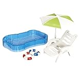 Dollhouse Furniture Accessories Set, Swimming Pool Mini House Furniture, Plastic Small Play House Accessories Toys Gift for Kids.