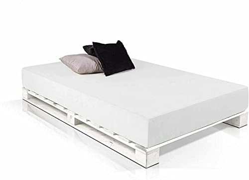 Somier de 90 x 190 - Bases de cama con palets, | Somier Juvenil, Individual con 2 Patas para Camas Nido o Camas Individuales (190, Blanco)