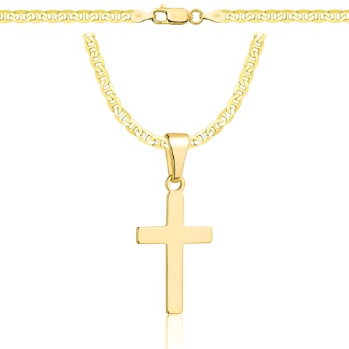 Chaîne en or pour homme maille tressée 3,8 mm pendentif croix argent 925 femme