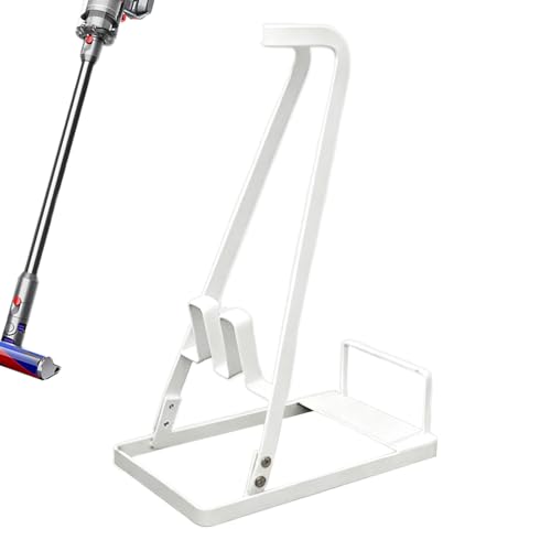 Soporte para aspiradora para almacenamiento, estructura vertical de metal, soporte para aspiradora, para almacenamiento sin agujeros, para la fijación de cocina, baño, dormitorio, salón, balcón