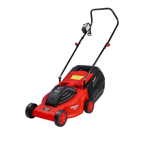 Sharpex 1200W Electric Lawn Mower 12 Inch Blade | Made in India | Grass Cutting Machine with 30L Grass Catcher Box for Garden | Not Recommended for Mowing Carpet Lawn (Single Phase 1.6HP Motor, Red)