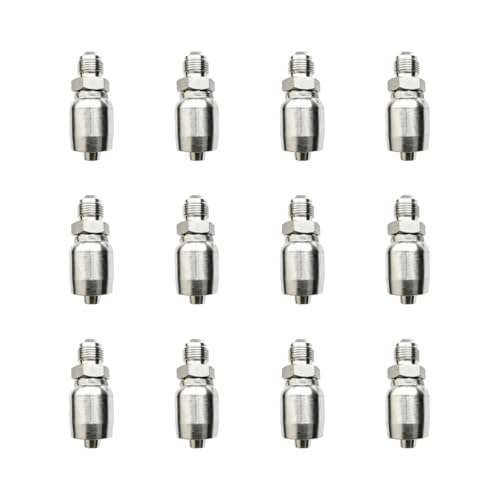 Luckstar 12-Pack Hydraulic Hose Fitting, 1/4" Hose x 1/4" JIC 37° Male, High-Strength Carbon Steel Crimp Fitting for Industrial Hydraulic Systems