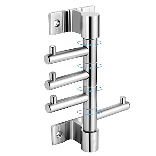 Bamtalk Rotating Coat Hooks For Hanging With 4 Swivel Arms,Vertical Multiple Bathroom Wall Mounted Towel Hooks,Heavy Duty Wall Clothes Hooks,Swivel Wall Coat Rack Hat Hooks,Bathrobe Key Holder Hanger #TOP3