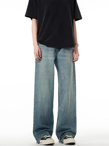 Men's Jeans Vintage Washed Denim Jeans Loose Fit Trouser for Men4