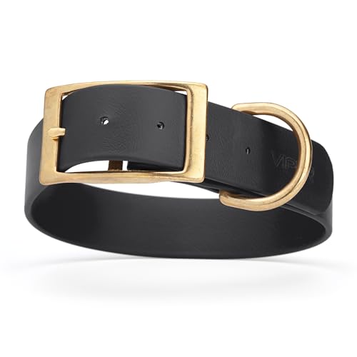 Image of Viper Biothane Heavy Duty Waterproof Dog Collar Strong Coated Nylon Webbing w /Solid Brass Hardware Odor-Proof Easy to Clean High Performance Fits Small Medium or Large Dogs, Black