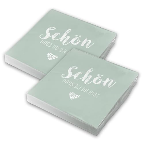 itenga Servietten Schön dass du da bist 30 x 30cm 3-lagig 40 Stück für Kommunion Konfirmation Hochzâ€¦ – Miniatur