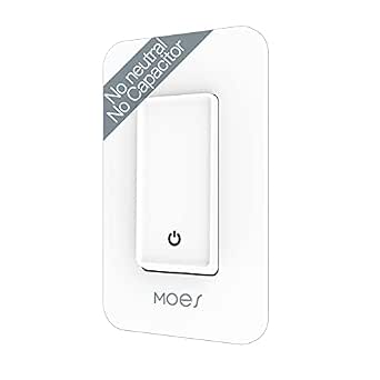 MOES WiFi Smart Light Switch, No Neutral Wire, No Capacitor, No Hub Needed