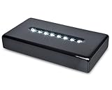 Santa Cruz Lights 8 LED White Light Black Lacquer Stand Base Display for Crystals, Art Glass - AC/USB Powered
