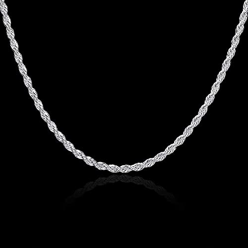 Collier de chaîne de corde torsadé 3 mm homme argent 925