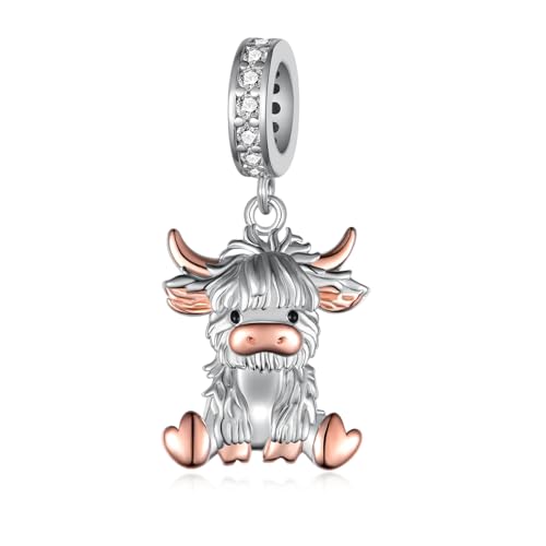 Highland Cow/Cow Charms 925 Sterling Silver Animal Charms for Bracelet Necklace Animal Jewelry Gifts for Women