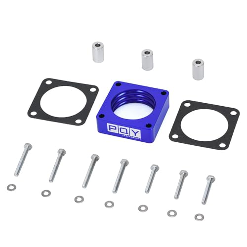 Tucool Racing Aluminium-Drosselklappenkörper Abstandshalter passend für Jeep Wrangler Cherokee TJ YJ LJ XJ 2,5 l / 4,0 l Motorgas mit Dichtung, 2,5 cm Hebekrümmer, Blau
