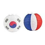 jojofuny 2個折りたたみ可能 太極旗スル提灯 パーティー装飾用 明るい色合い 耐久紙製 屋外対応 飲食店向け 吊り下げランタン