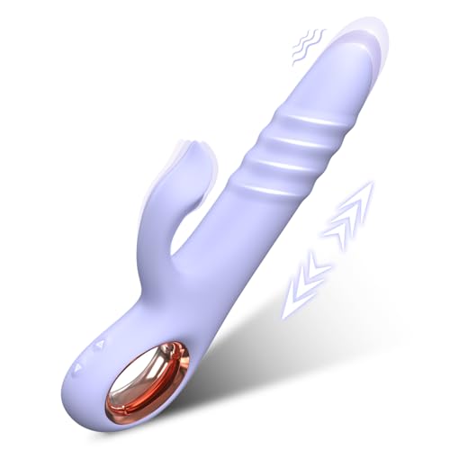 Image of Dildo Thrusting Vibrator Sex Toy for Women - Dildos Vibrator G Spot Vibrator Clitoral Stimulator Dual Rabbit with 10 Powerful Vibration 10 Thrust Modes