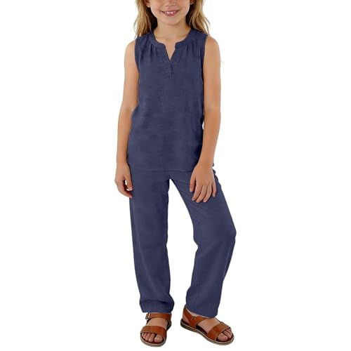 Ensemble décontracté enfants tenue de loisirs avec pantalon large fluide d'été