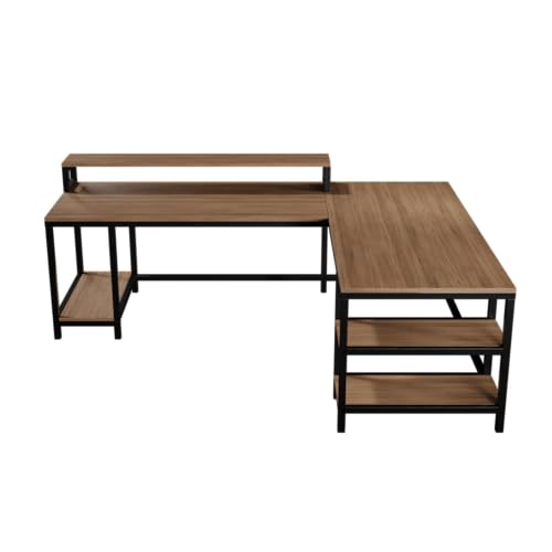 Image of Riyan Luxiwood Archice Study Table, L - Shape Office, Living Room, Gaming Table, Work from Home, Computer and Laptop Tables (Color - Beige, Size - Large)