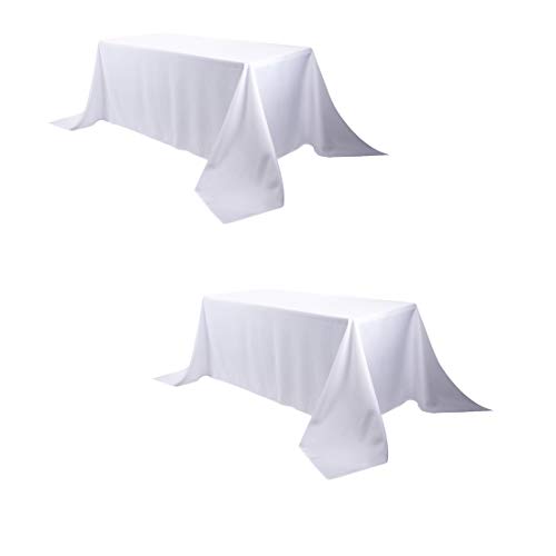 Waysle 90 X 132 Inch Rectangular Polyester Tablecloth, White Washable Table Cloth For 6 Foot Table - Perfect For Wedding, Party, Restaurant, Banquet Decoration (2 Pack) #TOP15