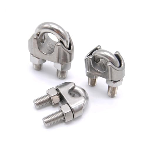 FONDOTIN 10 piezas Abrazadera para Cable Acero Inoxidable Clip Forma para Cuerda y Cable Resistente Antióxido con Tuercas Hexagonales Acero