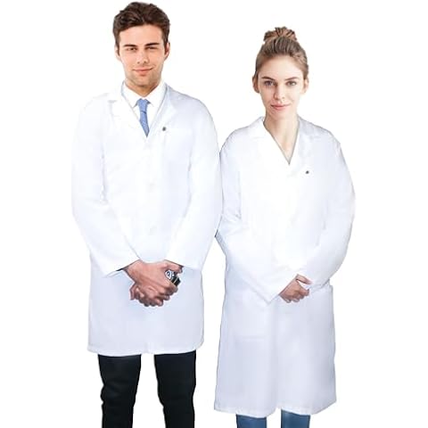 DR Uniforms Unisex Lab Coats - 100% Cotton - Sanforized to Prevent Shrinking- Laboratory Coat for Students and Professionals (S) Cover