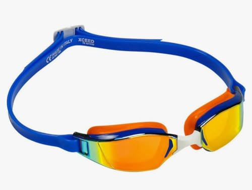 Phelps XCEED Gafas de natación de competición con espejo de titanio, edición limitada, azul/naranja