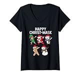 Photo Gallery donna maschera di cristo felice babbo natale dabbing santa mask maglietta con collo a v Photo Gallery donna maschera di cristo felice babbo natale dabbing santa mask maglietta con collo a v