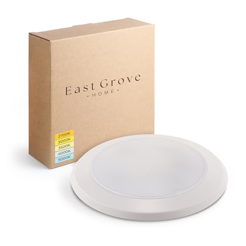 East Grove Home Builder Essential 6in Round Disc LED Flush Mount Ceiling Light, 10W 800 Lumens with 5-CCT 2700-3000-3500-4000-5000K in White (Pack of 12) by East Grove Home - Used condition - Image 3
