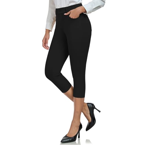 DAYOUNG Capri Pants for Women Work Office Casual Slacks High Waist Stretchy Yoga Dress Pants for Women with Pockets