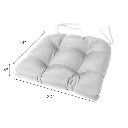 Cushion Source 20\" x 18\" x 4\" Tufted Sunbrella Chair Cushion with Ties, Indoor Outdoor Seat Cushion, Fade and Water Resistant, Sunbrella Canvas Pacific Blue