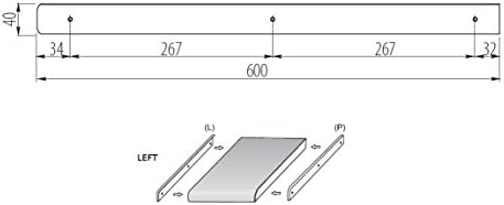 Kitchen WORKTOP Edging Trim Strip Aluminium END Cap Left 40MM