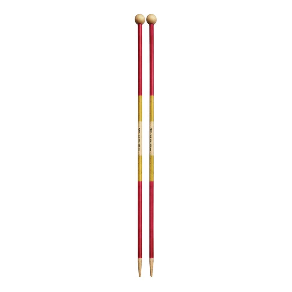 Pony Flair Single Pointed Knitting Needles Wood 40cm 6.50mm - 1 Piece, Yellow, 40cm x 6.50mm