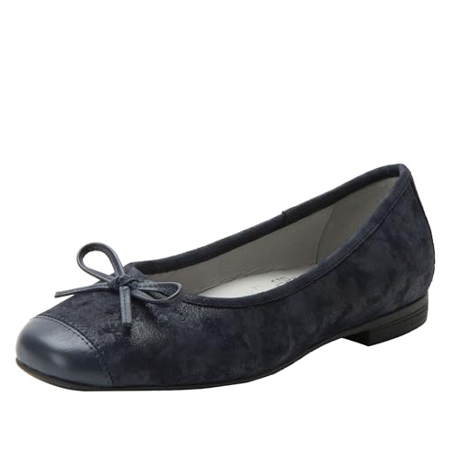 Alegria Women's Talya Bow Tie Ballet Leather Flats with Cap Toe