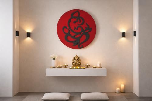Decoración de pared moderna de línea Ganesha redonda en madera abstracta 3D 4
