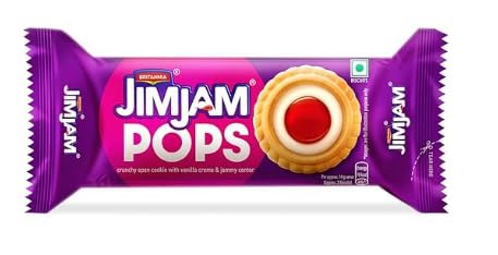 Britannia JimJam Pops - Crunchy Open Cookie with Vanilla crème and Jammy Center| 70 gm | A New Way to savour crème bisuits