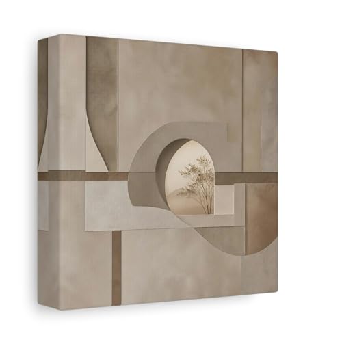 Impression nature tree marron beige 15x15cm petit tableau monochrome carré