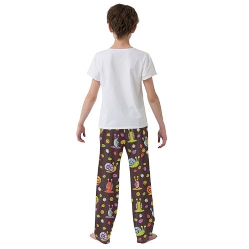 Snail and Leaves Boys Long Pants Soft Trousers Elastic Waist Kids Lounge Bottoms with Pockets S-XL3