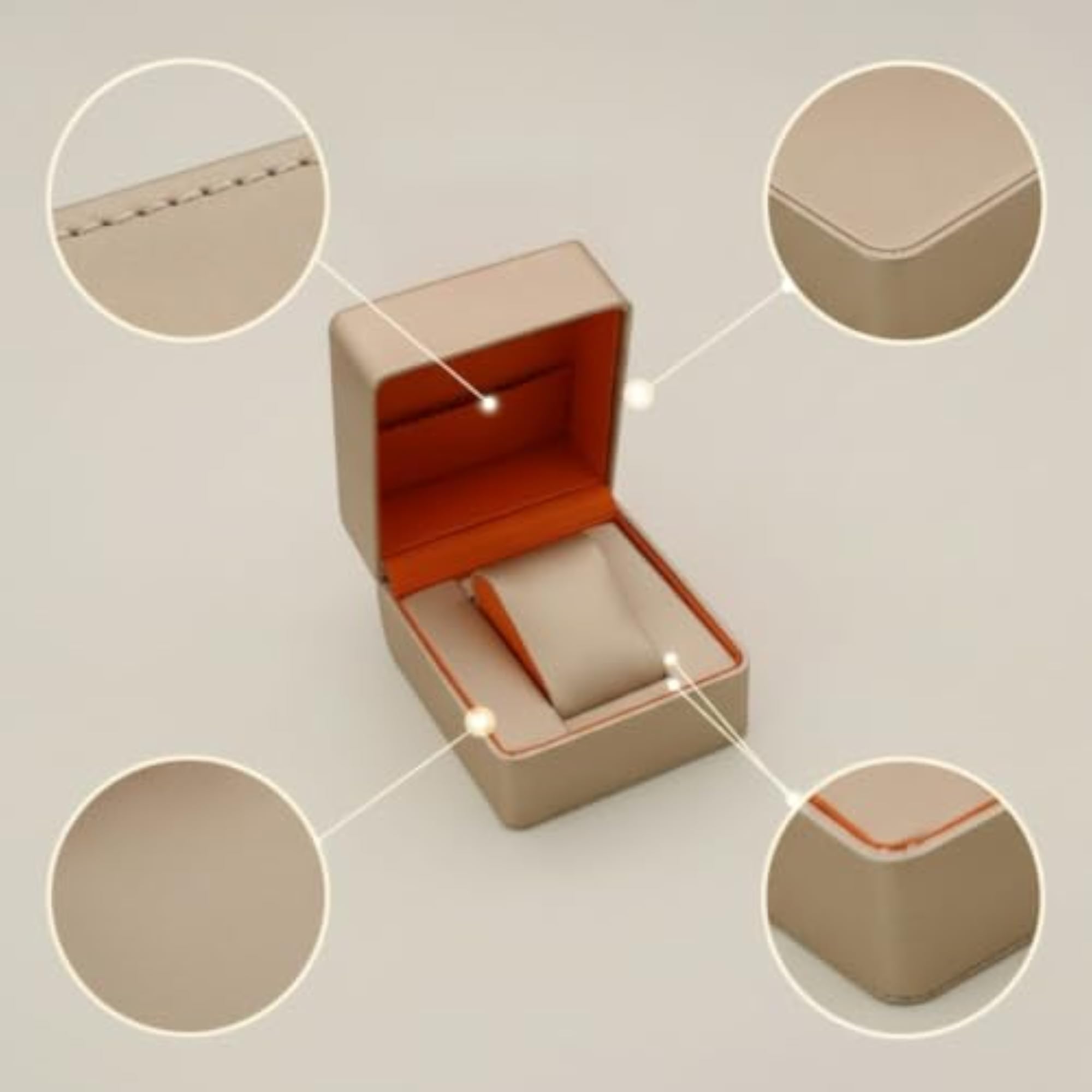 PU Leather Watch Box with Cushion, Single Watch Organizer