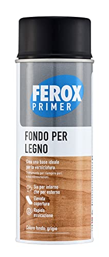 FEROX Fondo per Legno 400 ml, Fondo aggrappante per verniciatura, colore Grigio, Primer superfici interno/esterno, Primer Legno, rapida essicazione, lunga durata