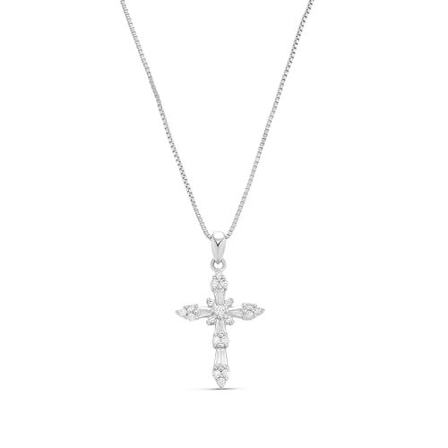 Milla 14K Gold Plated Cross Necklace for Women, Silver Cross Necklaces for Women, 18 inches Chain with Cross Pendant