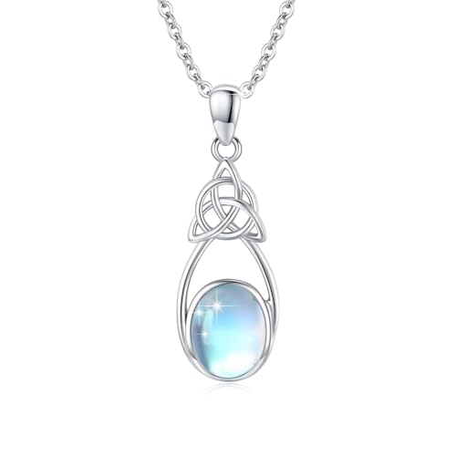 Collier pierre de lune et argent 925 noeud celtique pour femme