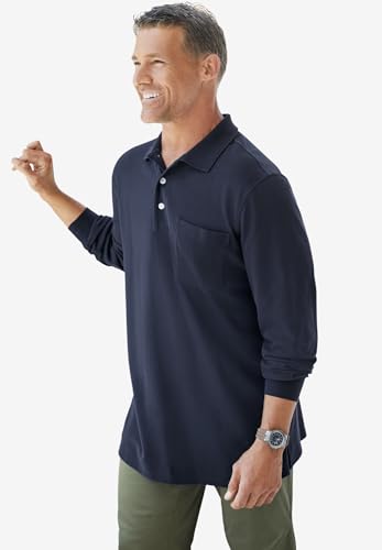 KingSize Men's Big & Tall Longer-Length Long Sleeve Shrink-Less Cotton Polo2