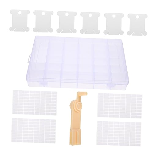 STOBOK 106pcs Embroidery Thread Finishing Box Plastic Bobbin Winder Stickers for Cross Stitching Craft Tools