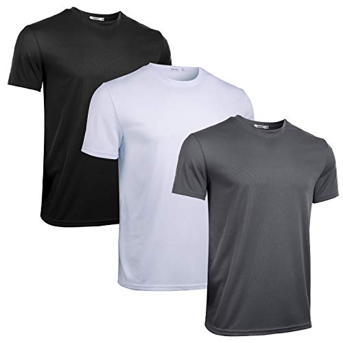 Mens Plain T-Shirts Short Sleeve Quick Dry Sports Tee Tops, Breathable Undershirts Fitness Sports Athletic Gym Running Workout Workwear Tshirts Clothes for Men