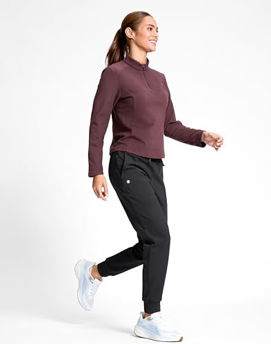 Image of G Gradual Women's Fleece Lined Joggers with Zipper Pocket Water Resistant Running Hiking Pants Winter Warm Thermal Sweatpants