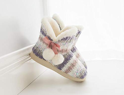 Winter Thick Plush Liner Bootie Women Teen Girls Cozy Thermal Knit Outdoor Indoor Slippers High-Top Pull on Shoes Lightweight Anti-Slip Ankle Boots Foot Warmer4