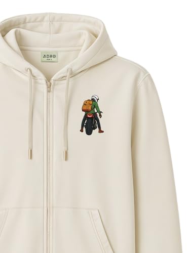 Image of ADRO Men's Regular Fit Zip-Up Hoodie for man | 320 GSM Cotton Poly Fleece Zipper Sweatshirt with Soft Fabric & Printed Hoodies