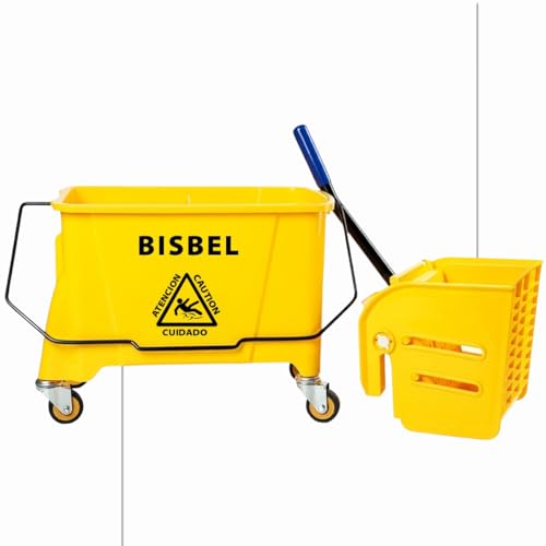Carrinho de Limpeza Profissional Bisbel com Balde Espremedor de Mop e Rodas de Alta Mobilidade