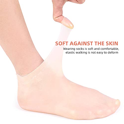 Silicone Moisturizing Socks, 1 Pair Gel Heel Anti Slip Spa Socks For Women Men Dry Cracking Foot Skin (Socks-Beige-Large) #TOP5
