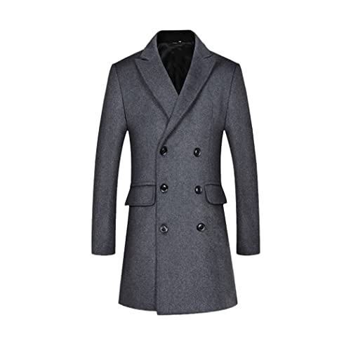 Winter Wool Coat Men Double Breasted Overcoats British Trench Coat Male Pea Coat Woolen Blends Jacket
