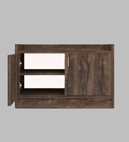 Image of SPECIALITY PANELS 2 Door Shoe Rack with Cushion | 2 Door Shoe Cabinet with Storage Bench | Shoe Organizer for Entryway Home Living Room | 75 x 49 x 37.5cm Storage | DIY Assembly | Walnut Brown Finish