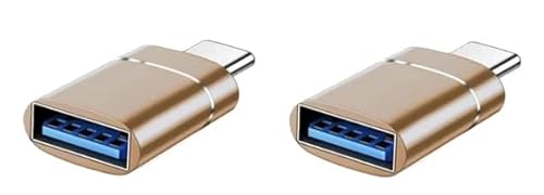 Daspper Adapter USB-C stekker naar USB 3.0-aansluiting, compatibel met iPhone, MacBook, iPad, laptop, plug & play, 2 stuks (goud- en goudkleurig)